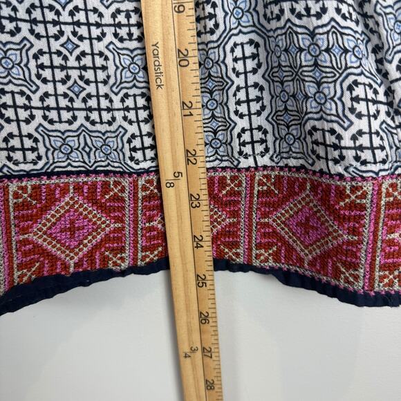 Anthropologie Fleur Bleue Top Women Small Multicolor Printed Blouse Boho Artsy - Picture 8 of 8